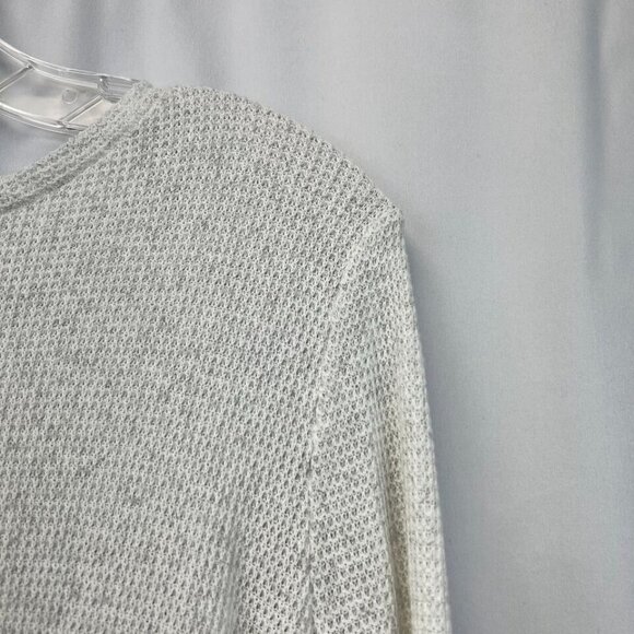 Stevie Hender Womens Ivory Gray Long Ruffle Sleeve Pullover Thermal Size Small - Picture 5 of 9